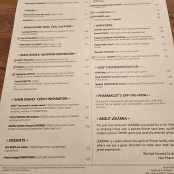 Lékárna - Lunch menu - Pubs Near Me - Plzeň, PL Lékárna - Lunch menu - Pubs Near Me - Plzeň, PL