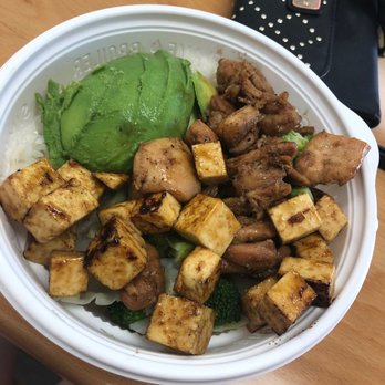 Flame Broiler - Half Chicken / Half Tofu bowl with added avocado and veggies! Super yummy! - Fast Food Near Me - La Verne, California Flame Broiler - Half Chicken / Half Tofu bowl with added avocado and veggies! Super yummy! - Fast Food Near Me - La Verne, California
