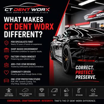 CT Dent Worx - CT Dent Worx, your one stop to correct and protect your vehicle. Paintless dent repair, PPF, ceramic coatings and detail. - Body Shops Near Me - Berlin, Connecticut CT Dent Worx - CT Dent Worx, your one stop to correct and protect your vehicle. Paintless dent repair, PPF, ceramic coatings and detail. - Body Shops Near Me - Berlin, Connecticut