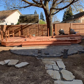 Bella View Landscape - Deck and patio landing under construction. - Landscaping Near Me