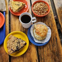Biscuit, granola, pie, and quiche!