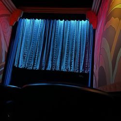 Los Feliz 3 - View from one of the three theaters. Comfortable seats and beautiful drawings on the wall.