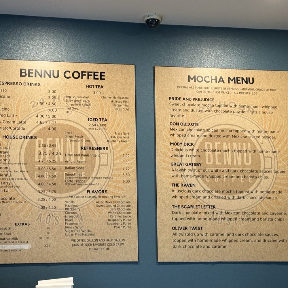 Beverage menu