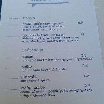 Bartaco - Orlando - Kids menu. - Tacos Near Me - Orlando, Florida