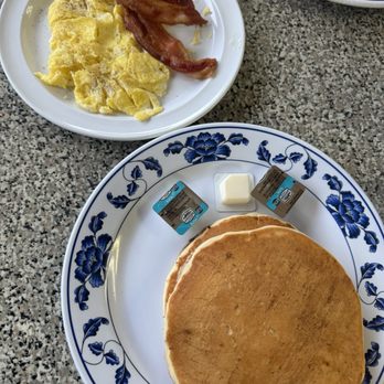 Mary Ettas Cafe - Pancake Combo with scrambled eggs and bacon. - Breakfast & Brunch Near Me - El Cajon, California Mary Ettas Cafe - Pancake Combo with scrambled eggs and bacon. - Breakfast & Brunch Near Me - El Cajon, California