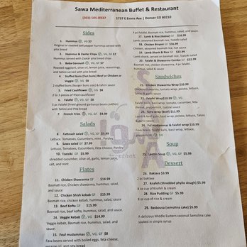 Sawa Mediterranean Restaurant & Buffet - Food menu - Buffets Near Me - Denver, Colorado