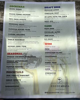 Menu photo 4 Cococabana Oceanside, CA