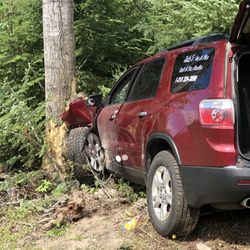 John's Ice & Fire Taxi & Van Service - Hitting the tree at 45 mph after  driving off highway for 200+ yards down embankment.