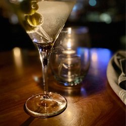 Victor's Wood Grill - Gray Goose Martini straight up with hand stuffed blue cheese olives.