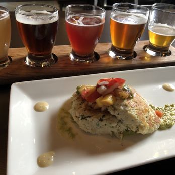 Karben4 Brewing - Flight and Crab Cakes - Breweries Near Me - Madison, Wisconsin