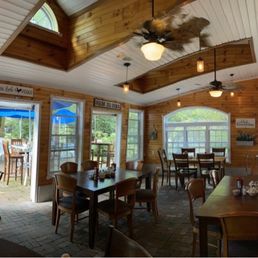 The open area of the restaurant, outside seating is also available