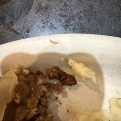 I found a maggot in my hamburger steak. There were three more after I found this one..