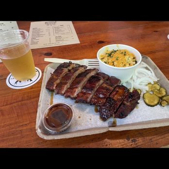Maple Block Meat Co - Baby back ribs, Mac & Cheese with side of onions and pickles. - Barbeque Near Me - Los Angeles, California Maple Block Meat Co - Baby back ribs, Mac & Cheese with side of onions and pickles. - Barbeque Near Me - Los Angeles, California