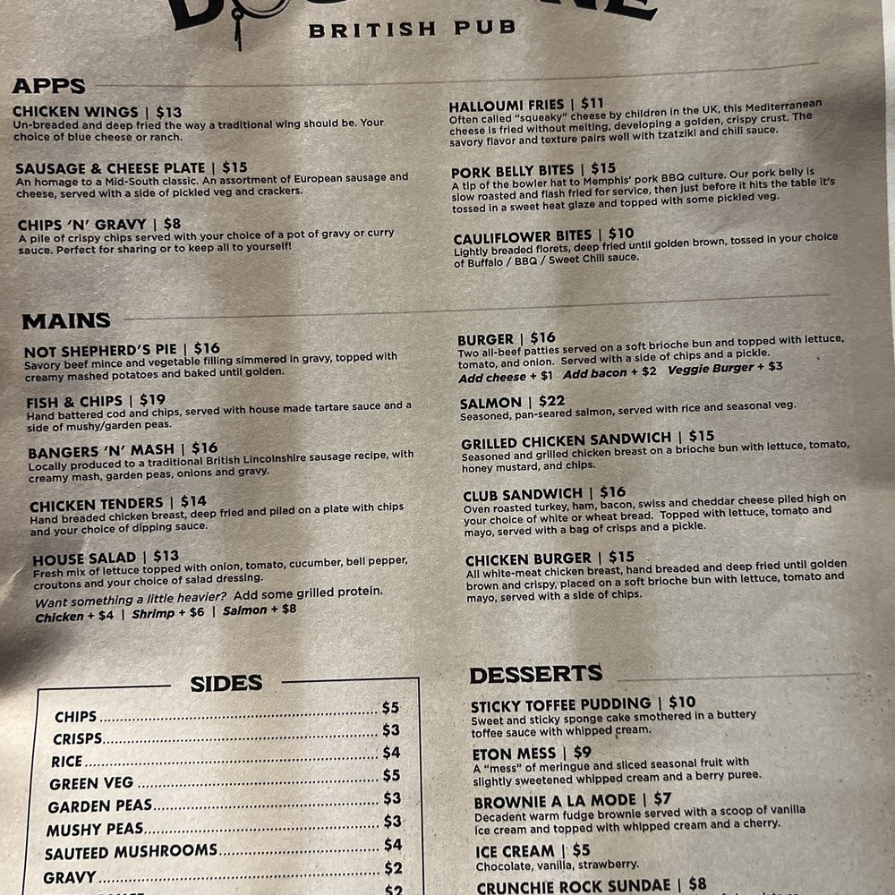 Dog & Bone - Solid menu - Pubs Near Me - Memphis, Tennessee