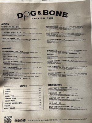 Menu photo 2 Dog & Bone Memphis, TN Menu photo 2 Dog & Bone Memphis, TN