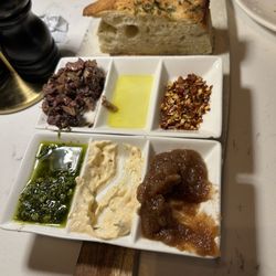 Delicious warm focaccia board with yummy whipped feta& o live tapenade