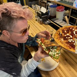 Street Corn Pizza and Hot Honey, Goat Cheese and Pepperoni