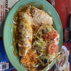 Los Tequilas - Chile Verde Tostada/Chile Relleno/Beef Taco/Chicken Enchilada combo