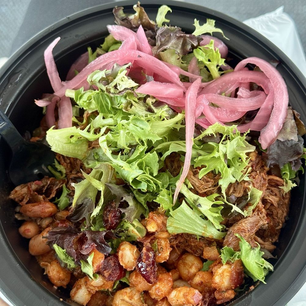 Tocabe - An American Indian Eatery - Shredded bison bowl with hominy salsa and red onions. - American Near Me - Denver, Colorado Tocabe - An American Indian Eatery - Shredded bison bowl with hominy salsa and red onions. - American Near Me - Denver, Colorado