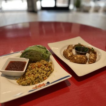 Sea By Thai - two plates of food on a red table - Thai Near Me - Glen Allen, Virginia