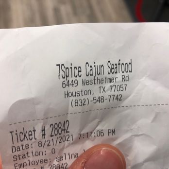 7Spice Cajun Seafood - Receipt - Seafood Near Me - Houston, Texas