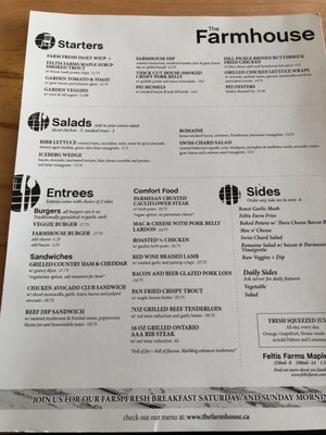 Menu photo 1 The Farmhouse Restaurant Barrie, ON Menu photo 1 The Farmhouse Restaurant Barrie, ON
