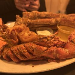 The Original Crab Shanty Restaurant - Broiled crab stuffed lobster, broiled snow crab legs/shrimp