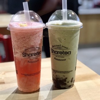 Sharetea - Strawberry lychee ice cream blended and Green matcha red bean with ice cream - Bubble Tea Near Me - Santa Ana, California Sharetea - Strawberry lychee ice cream blended and Green matcha red bean with ice cream - Bubble Tea Near Me - Santa Ana, California