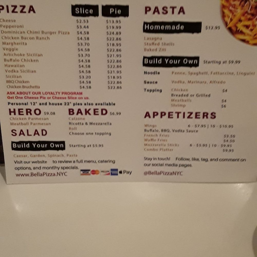 Bella Pizza - Menu card - Pizza Near Me - Bronx, New York Bella Pizza - Menu card - Pizza Near Me - Bronx, New York