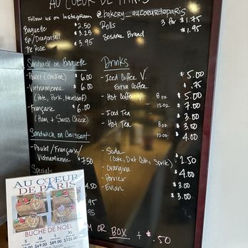 Au Coeur De Paris - 12/24/24 menu - Bakeries Near Me - Westminster, California Au Coeur De Paris - 12/24/24 menu - Bakeries Near Me - Westminster, California