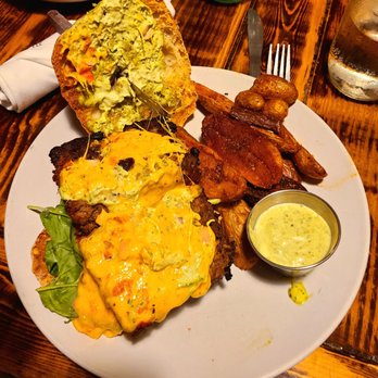 The Floridian - Open face shot of my delicious meatloaf sandwhich with pimento and crispy seasoned fingerling potatoes! - Southern Near Me - Saint Augustine, Florida The Floridian - Open face shot of my delicious meatloaf sandwhich with pimento and crispy seasoned fingerling potatoes! - Southern Near Me - Saint Augustine, Florida