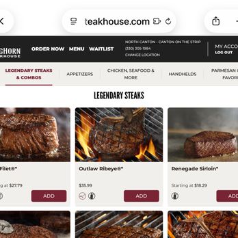 LongHorn Steakhouse - Longhorn's picture of what their filet and renegade steak looks like!! - Steakhouses Near Me - North Canton, Ohio