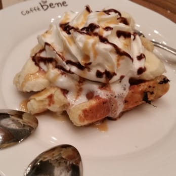Caffébene - Whipped cream and banana liege waffle (~$5) - Coffee & Tea Near Me - Boston, Massachusetts
