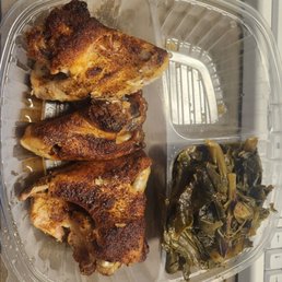 Baked chicken wings and collard greens! Baked chicken wings and collard greens!