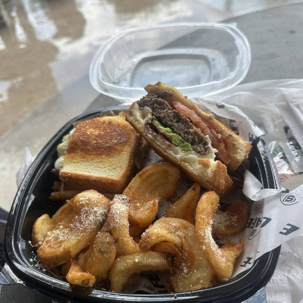 Sketchers burger with fries Sketchers burger with fries