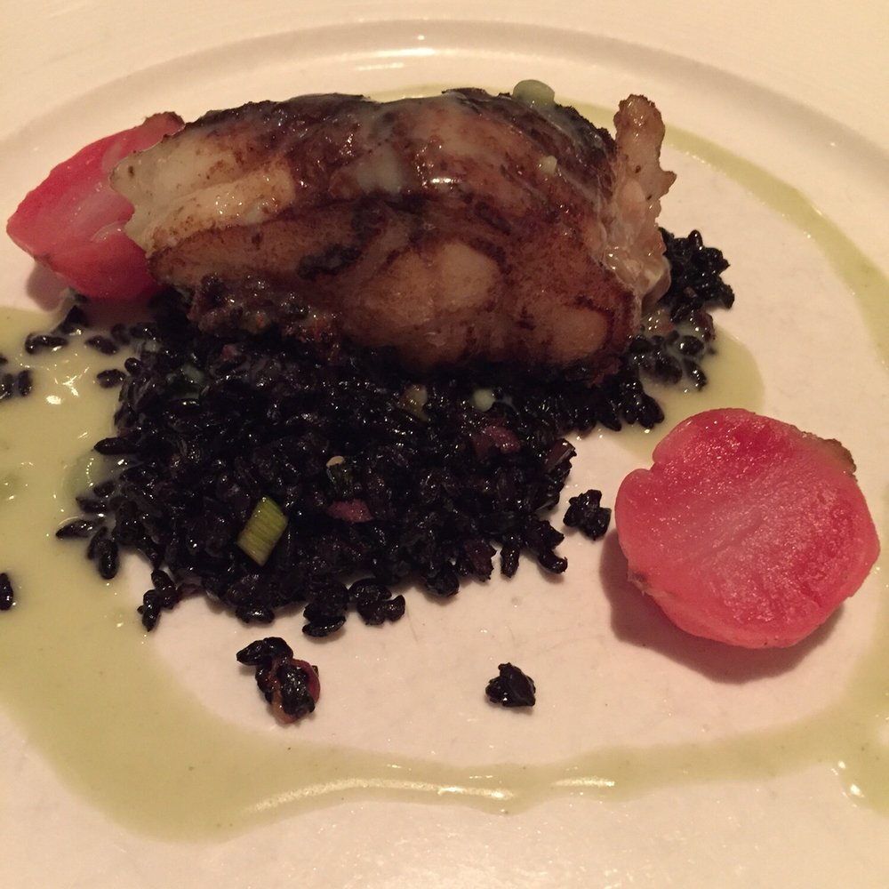 Cafe Panache - Halibut with black rice, pickled radishes and wasabi glaze - Salad Near Me - Ramsey, New Jersey Cafe Panache - Halibut with black rice, pickled radishes and wasabi glaze - Salad Near Me - Ramsey, New Jersey