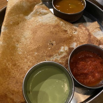 TUMBI Craft Indian Kitchen - Classic Masala Dosa with three chutneys! - Indian Near Me - Santa Monica, California