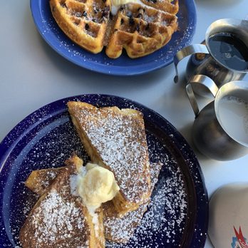 Cafe 222 - Peanut butter french toast + cornmeal blueberry waffles. Sugar bombs. - Breakfast & Brunch Near Me - San Diego, California Cafe 222 - Peanut butter french toast + cornmeal blueberry waffles. Sugar bombs. - Breakfast & Brunch Near Me - San Diego, California