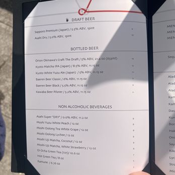 MENSHO - Drink menu 3/25/26 - Ramen Near Me - Walnut Creek, California