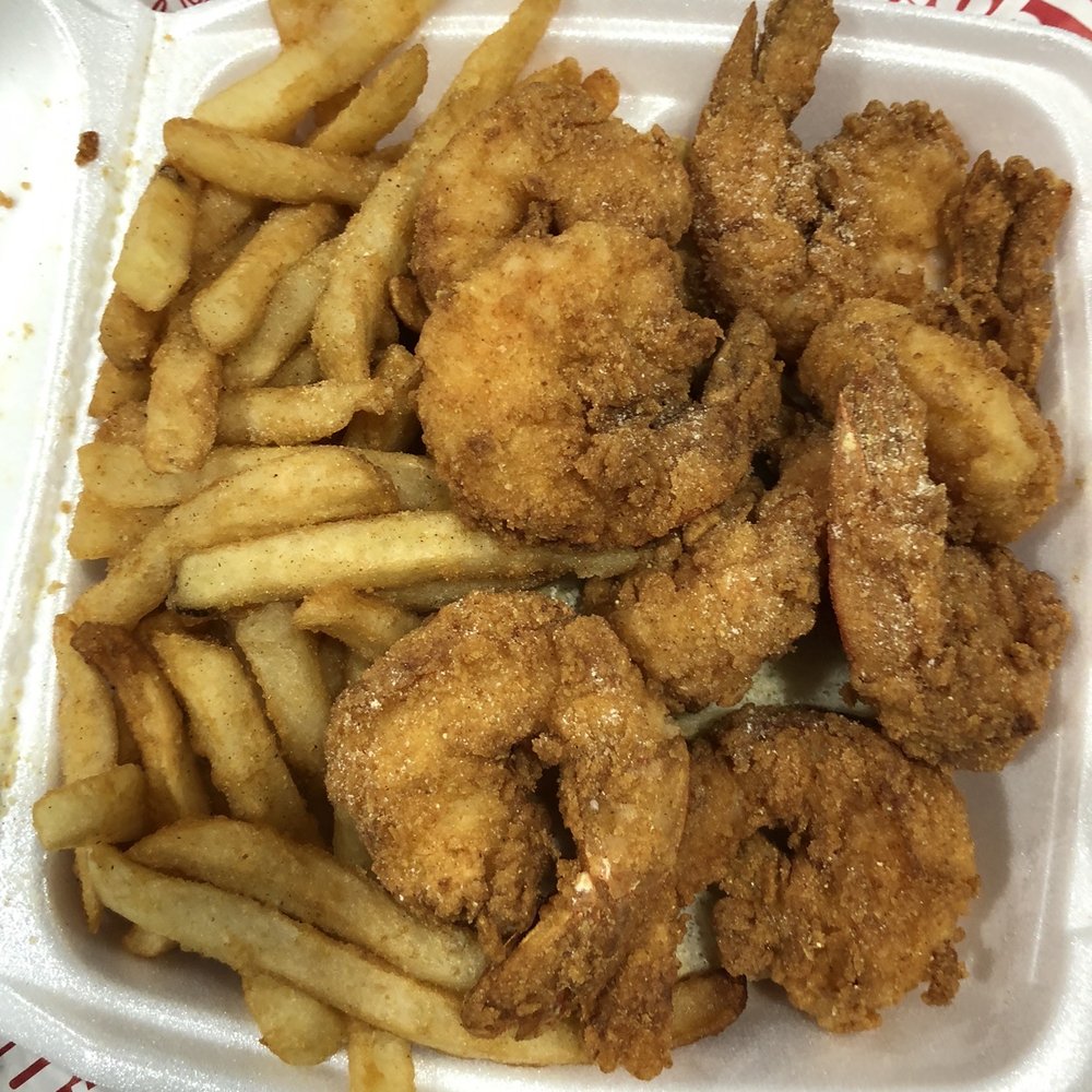 Captain Hooks Fish & Chicken - Yessss!!!!! Juicy Shrimp!!!! And tasty, no salt needed, fries. - Chicken Wings Near Me - Kankakee, Illinois