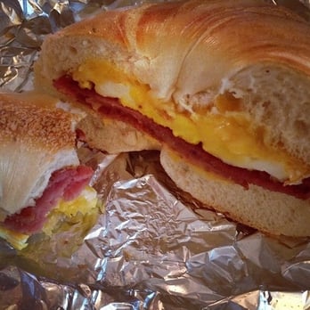 Beyond the Bagel - Taylor ham, egg, and cheese on a plain bagel. - Bagels Near Me - Montclair, New Jersey Beyond the Bagel - Taylor ham, egg, and cheese on a plain bagel. - Bagels Near Me - Montclair, New Jersey