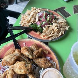 Frog Legs and Ahi Poke Salad