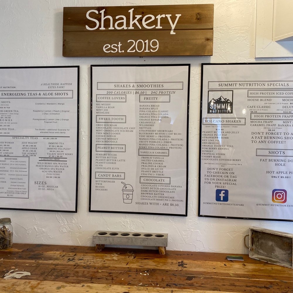 Summit Nutrition - menus on the wall of a restaurant - Health Markets Near Me - Estes Park, Colorado