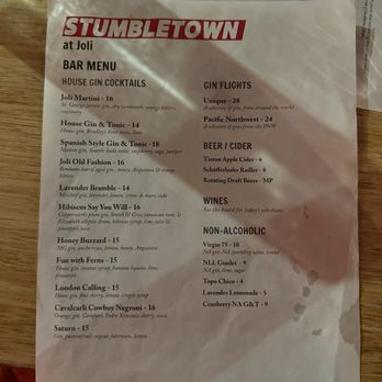 Stumbletown - Menu - Cocktail Bars Near Me - Seattle, Washington