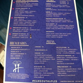 The Hangout by Two Guys - Brunch menu - Desserts Near Me - Naples, Florida The Hangout by Two Guys - Brunch menu - Desserts Near Me - Naples, Florida