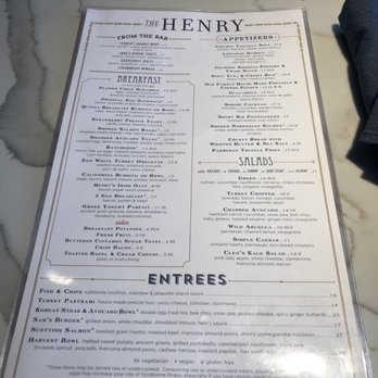 The Henry - Brunch menu - Coffee & Tea Near Me - Coronado, California