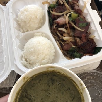 K's Drive-In - Kanaka Plate. Missing poi, lomi salmon & haupia. - American Near Me - Hilo, Hawaii