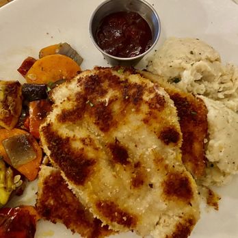 Babcock's Grove House - Babcock's Chicken Schnitzel, mashed potatoes, roasted vegetables, and lingonberry jam. - Comfort Food Near Me - Lombard, Illinois Babcock's Grove House - Babcock's Chicken Schnitzel, mashed potatoes, roasted vegetables, and lingonberry jam. - Comfort Food Near Me - Lombard, Illinois
