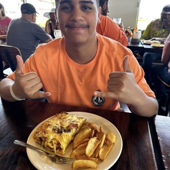 Kihei Caffe Lahaina - He calls it his 'Cowboy Omelette' hehe. - Breakfast & Brunch Near Me - Lahaina, Hawaii Kihei Caffe Lahaina - He calls it his 'Cowboy Omelette' hehe. - Breakfast & Brunch Near Me - Lahaina, Hawaii
