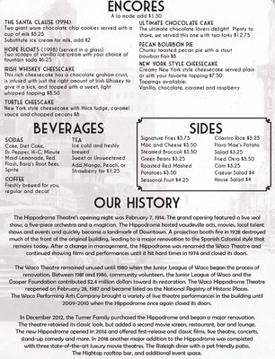 Menu photo 4 Waco Hippodrome Theatre Waco, TX Menu photo 4 Waco Hippodrome Theatre Waco, TX